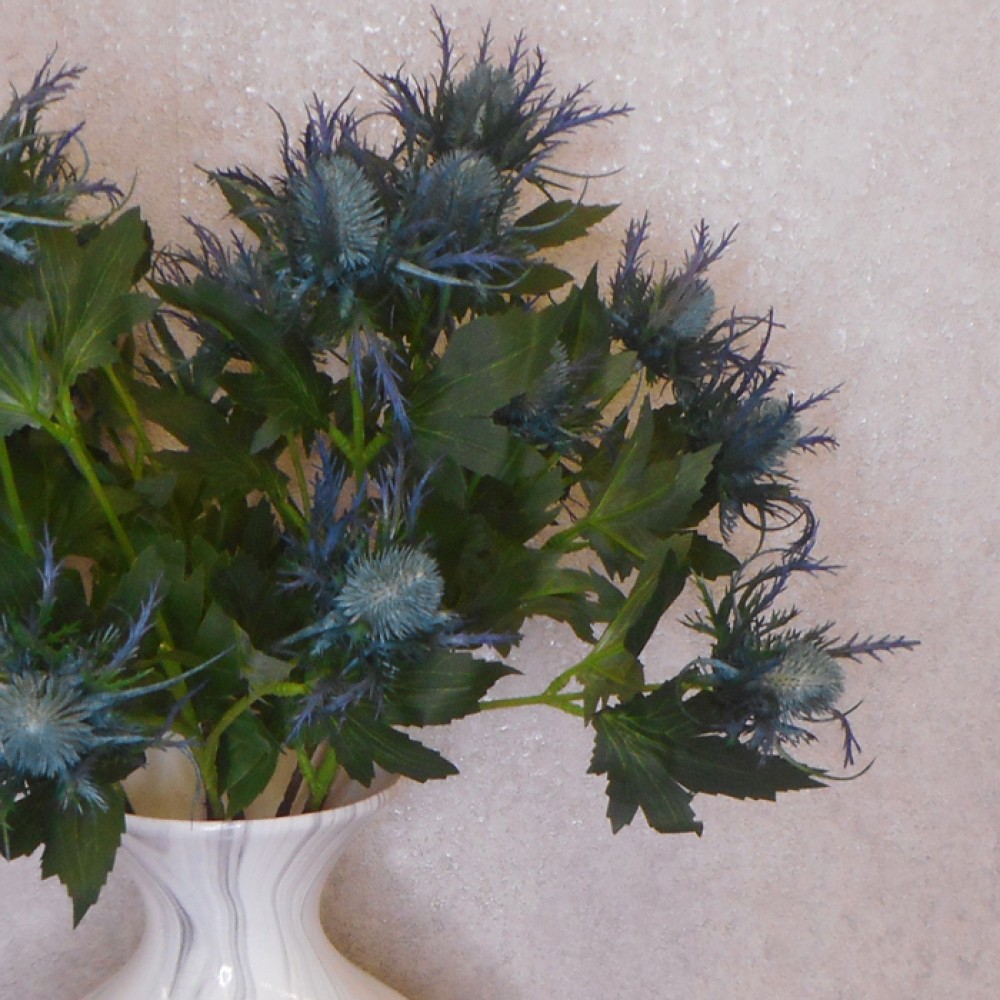 Wild Sea Holly Thistles Aqua Blue 67cm Artificial Thistles